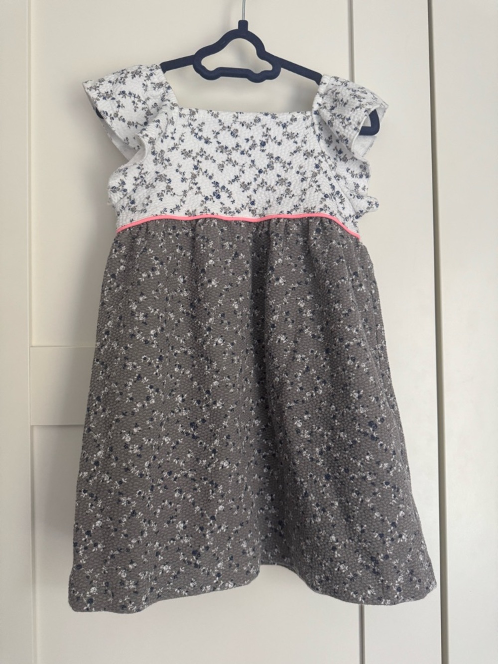 Zara Toddler Girl’s Floral Two Tone Dress Cotton Blend Made in Portugal Size 2-3